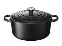 LE CREUSET Kenmerkende geëmailleerde gietijzeren ronde braadpan met deksel, 22 cm, 3,3 liter, satijnzwart, 211772200