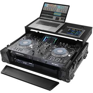 Odyssey FZGSPRIME2BL flightcase voor Denon Prime 2 met laptopplateau Black Label