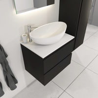 SaniGoods Sally badkamermeubel 60cm zwart mat met Solid Surface waskom ovaal - thumbnail