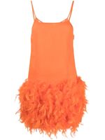 Giuseppe Di Morabito robe bordée de plumes à coupe courte - Orange