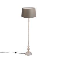 QAZQA Landelijke vloerlamp taupe met linnen kap 45 cm - Classico