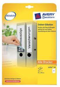 Avery-Zweckform Ordneretiketten L4761-10 61 x 192 mm Papier Wit Permanent hechtend 40 stuk(s)