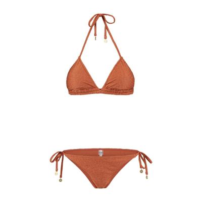 SHIWI Textured Leopard Triangle Bikini Dames Bruin