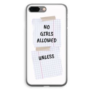 No Girls Allowed Unless: iPhone 8 Plus Transparant Hoesje