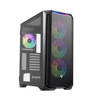 Nfortec - KRATER X Mid Tower (ATX) Gaming PC Case, 4x 120mm ARGB Fans Inbegrepen, Front Mesh, Zijkant Gehard Glas, Zwart