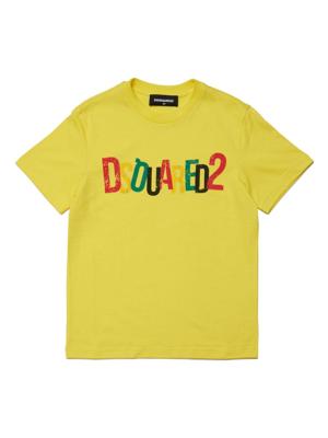 Dsquared2 Kids Katoenen T-shirt met logoprint - Geel