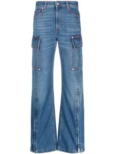 Stella McCartney jean ample Biker à chebilles zippées - Bleu