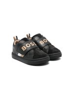 BOSS Kidswear baskets en cuir à bride logo - Noir