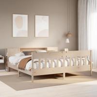 vidaXL Bed met boekenkast zonder matras massief grenenhout 200x200 cm