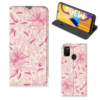 Samsung Galaxy M30s | M21 Smart Cover Pink Flowers - thumbnail