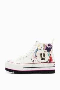 Hoge sneakers met plateauzool en Mickey Mouse - WHITE - 38