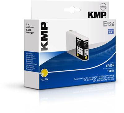 KMP Inktcartridge vervangt Epson T7024 Compatibel Geel E136 1620,4009 KMP Inktcartridge vervangt Epson T7024 Compatibel Geel E136 1620,4009