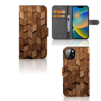 Book Style Case voor iPhone 14 Plus Wooden Cubes - thumbnail