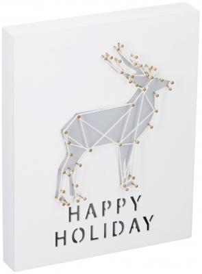 Arti Casa kerstdecoratie met LED hert 20x25x3,5 cm hout