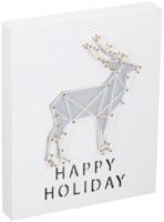 Arti Casa kerstdecoratie met LED hert 20x25x3,5 cm hout