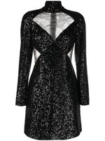 Elie Saab robe ornée de sequins à empiècements en dentelle - Noir