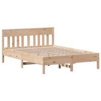 vidaXL Bedframe met hoofdbord massief grenenhout 120x200 cm, bed, slaapkamermeubel, houten bed, tweepersoonsbed, houten bedframe, bedbodem