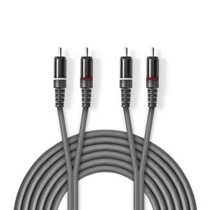 Nedis COTH24200GY50 Stereo Audiokabel 2x Rca Male - 2x Rca Male 5,0 M Grijs