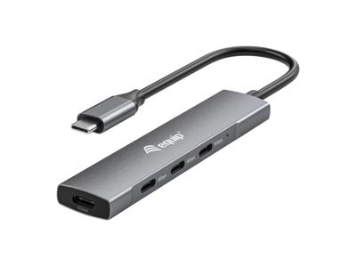 Equip 128963 interface hub USB 3.2 Gen 1 (3.1 Gen 1) Type-C 5000 Mbit/s Zwart, Zilver