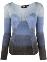 GCDS ribbed-knit gradient-effect cardigan - Bleu