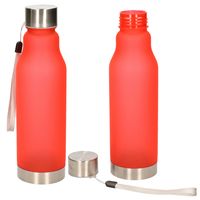 Waterfles/drinkfles/sportfles - 2x - rood - kunststof - rvs - 600 ml