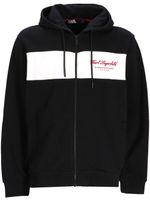 Karl Lagerfeld hoodie rayé à logo brodé - Noir