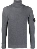 Stone Island Compass-patch ribbed-knit jumper - Gris - thumbnail