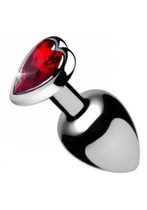 Red Heart Gem Anal Plug Medium - Red