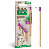 Bamboo Piksters Interdental Brushes Right Angle Fine - Paars - 6 stuks - thumbnail