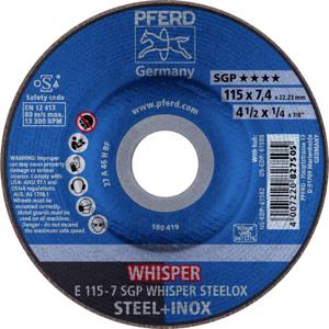 PFERD 62211848 E 115-7 SGP WHISPER STEELOX Afbraamschijf gebogen Diameter 115 mm Boordiameter 22.23 mm RVS, Staal 10 stuk(s)