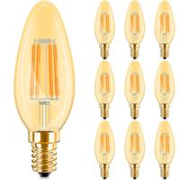Voordeelverpakking 10x Amber LED Kaarslamp E14 Filament 4W 360lm 2200K