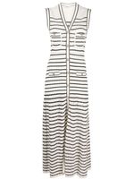 SANDRO striped midi dress - Blanc