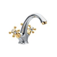 Wastafelmengkraan Sapho Antea 2-knop Uitloop 12 cm Chroom / Goud Sapho