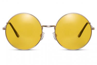 CWI zonnebril rond volledig omrand cat. 3 goud/geel CWI zonnebril rond volledig omrand cat. 3 goud/geel