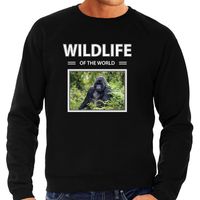 Gorilla aap foto sweater zwart voor heren - wildlife of the world cadeau trui Gorillas liefhebber