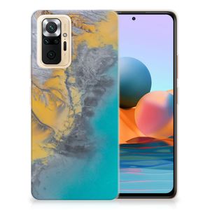 Xiaomi Redmi Note 10 Pro TPU Siliconen Hoesje Marble Blue Gold