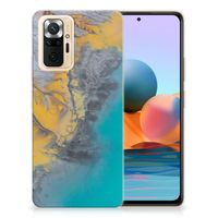 Xiaomi Redmi Note 10 Pro TPU Siliconen Hoesje Marble Blue Gold - thumbnail