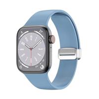 By Qubix - Siliconen bandje - Folding Buckle - Blauw - Compatible met Apple Watch 44mm / 45mm / 46mm / 49mm - Compatible Apple watch bandjes
