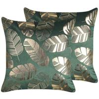 Beliani-SUNFLOWER -Sierkussen set van 2-Groen-45 x 45 cm-Fluweel