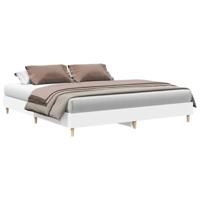 vidaXL Bedframe zonder matras 200x200 cm spaanplaat wit, slaapkamermeubilair, bedbodem, tweepersoonsbed, bed, bedstee, palletbed, paneelbed