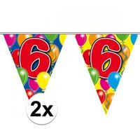 2x Leeftijd versiering vlaggenlijnen 6 jaar 10 meter - thumbnail