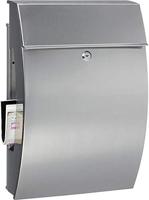 BURG-WÄCHTER brievenbus met krantenvak zonder naamplaatje, roestvrij staal, inworpformaat DIN C4, incl. 2 sleutels, Hamburg 3815 NI, roestvrij staal