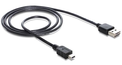 Delock USB-kabel USB 2.0 USB-A stekker, USB-mini-B stekker 5.00 m Zwart Stekker past op beide manieren, Vergulde steekcontacten, UL gecertificeerd 83365