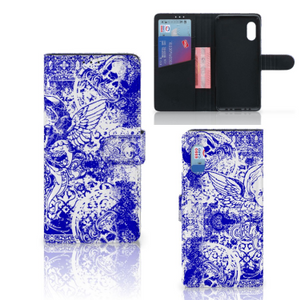 Telefoonhoesje met Naam Samsung Xcover Pro Angel Skull Blauw