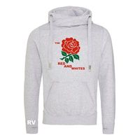 Rugby Vintage - Engeland Red & White Cross Neck Hoodie - Grijs