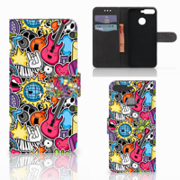 Huawei Y6 2018 Wallet Case met Pasjes Punk Rock