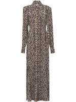 Balmain robe-chemise longue à imprimé peau de serpent - Marron