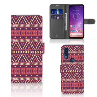 Motorola One Vision Telefoon Hoesje Aztec Paars