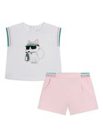 Karl Lagerfeld Kids ensemble short-haut à logo imprimé - Blanc - thumbnail