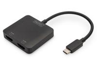 Digitus DS-45338 HDMI / USB-C Adapter [1x USB-C - 2x HDMI-bus] Zwart Geschikt voor HDMI, High Speed HDMI, Zonder laadbus, Ultra HD-HDMI - thumbnail